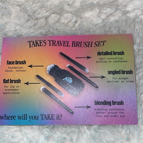 Take 5 travel makeup brush set by Nosta beauty 5 brushes NWOT - Picture 7 of 8